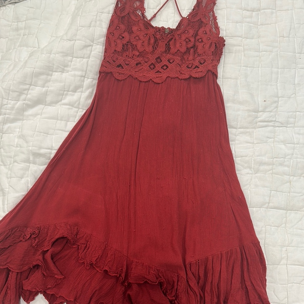 Free People Red Lace Mini Dress